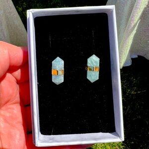 NWB Authentic AA grade Aquamarine stud earrings.  Natural crystal gem stone